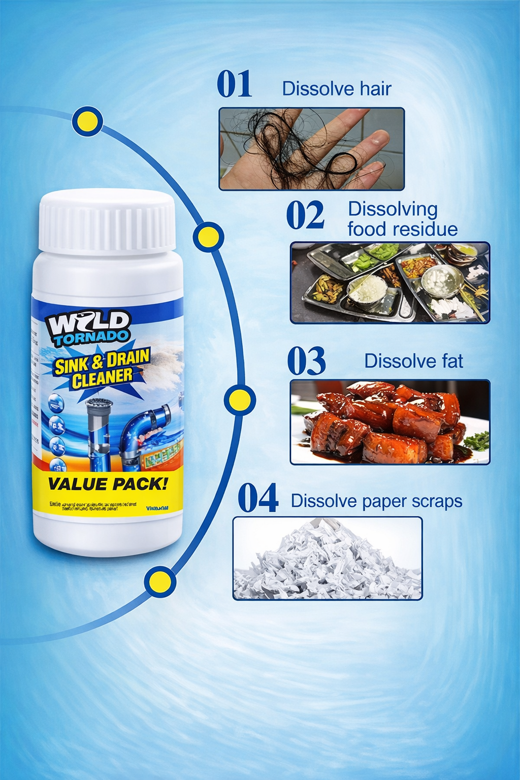 Powerful Kitchen and Drain Cleaner Powder